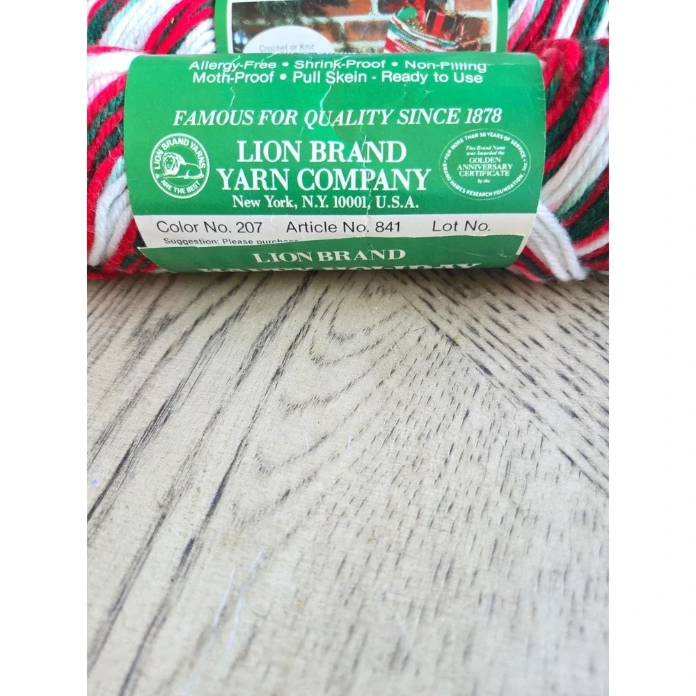 Lion Brand Yarn Happy Holiday Craft Yarn Christmas Lot Of 2 Vintage NOS 4 Ply